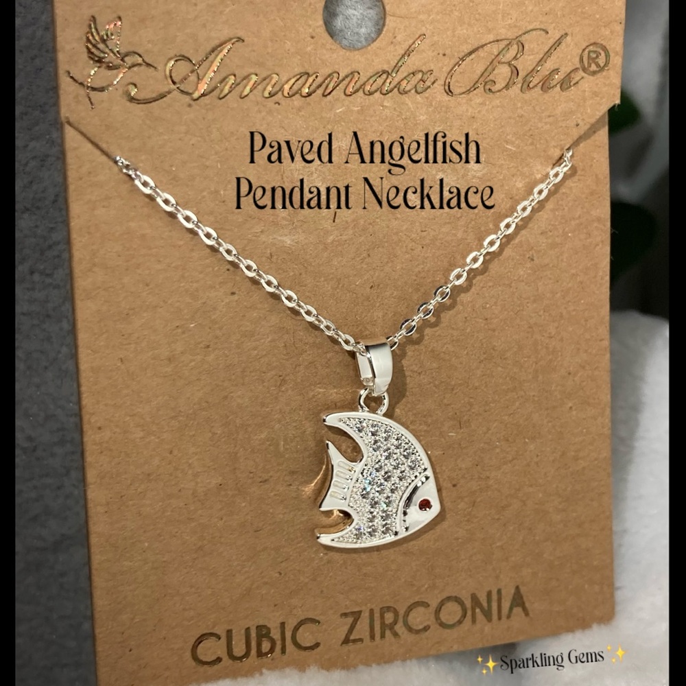 Cute Sweet Micro Paved Angelfish Pendant Necklace